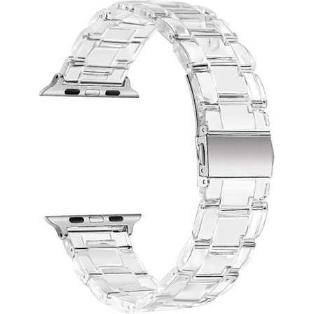 Armband för Apple Watch 38mm 40mm 41mm Kvinnor, Transparent Resin Klockarmband Rostfritt Stål Spänne Ersättningsarmband för iWatch Apple Watch SE 
