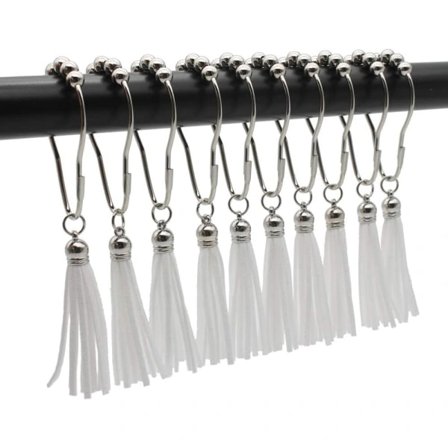 Dekorative bruseforhængskroge, 12 stk. 304 rustfri stålbruseforhængskroge med kvast til badeværelse, brusestænger, gardiner, boligindretning