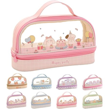 Kanin Penalhus m/Håndtak Kanin Kattunge Bjørn Valp Pennal Kosmetikkveske Klar Veske Transparent Vanntett