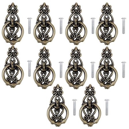 10 stk Retro Enkelt Huls Træk Knapper Skuffe Møbel Hardware Vintage Ring