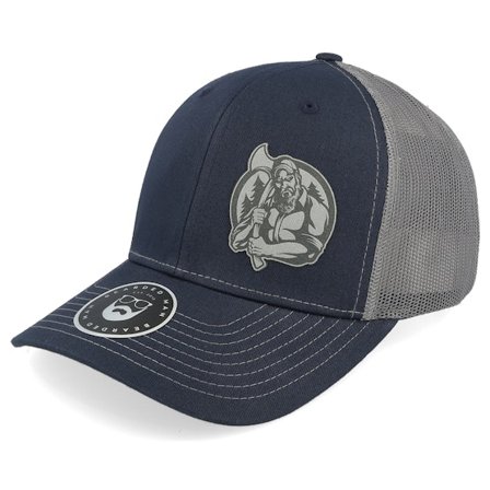 Bearded Man - Blå trucker Kasket - Lumber Jack Logo 112 Split Navy/Charcoal Trucker @ Hatstore