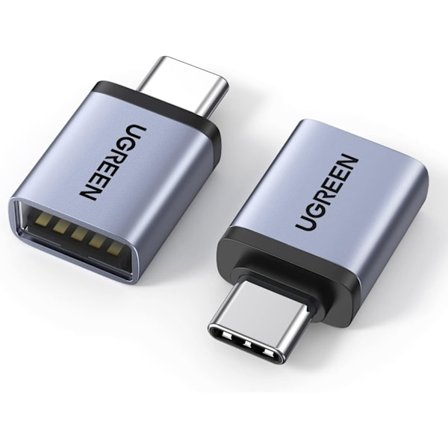 USB C til USB-adapter 2-pakning, aluminium USB C hann til USB 3.2 hunn adapterkonverter kompatibel med MacBook Pro 2023, iPad Pro og mer (grå)