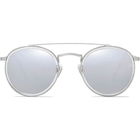 Små Retro Runde Polariserte Solbriller Uv400 Dobbel Bro Solbriller Solnedgang Sj1104