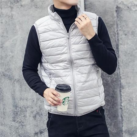 FGKKS Mode Mærke Mænd Ned Vestejakker Ny Vinter Casual Ærmeløs Let Ned And Vestejakker Mand Silver Gray Asian Size XXL