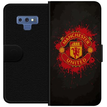 Kompatibelt Lommeboketui til Samsung Samsung Galaxy Note9 Manchester United logo i rød og gul farge med røff sportslig bakgrunn
