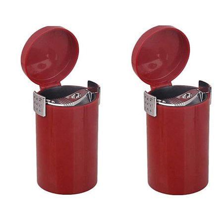 Bærbar askebæger til bil, aftagelig skraldespand til bilrengøring, passer til de fleste biler (rød 2 stk)