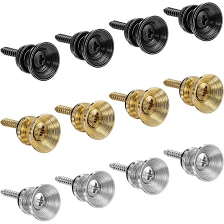 12 stk. Guitarrem Knap Låse Pins Anti-skrid Metal Guitarrem Knapper Endepinde med Monteringsskruer Guitarrem Tilbehør til Akustisk Guitar