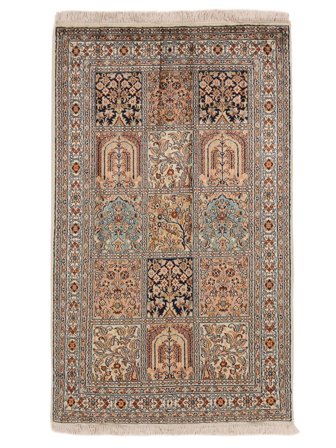 Tapis D'orient Cachemire Pure Soie 80X132 Marron/Noir (Soie, Inde)