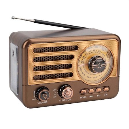 Bärbar Retro Radio Vintage Bluetooth Högtalare FM/AM Radio Mottagare med LED Ficklampa, Stöder TF-WELLNGS