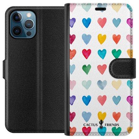 Yhteensopiva Lompakkokotelo Apple Apple iPhone 12 Pro Max Cactus and Friends - Watercolor Love Grid