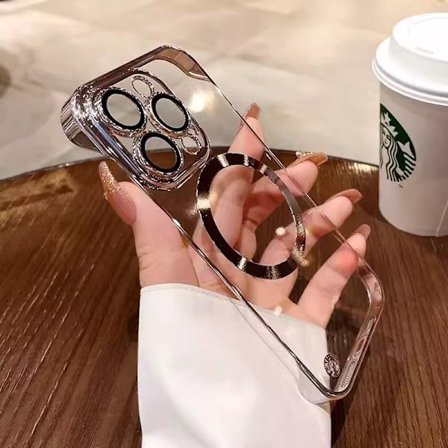 Skal för iPhone 17 Air Silver Magnetisk Elektroplätering Ramlös Bare Metal Ultratunn Transparent