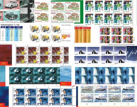 Island - 10 frimærkehæfter og hæftesammentryk 1987-2005 - Postfrisk