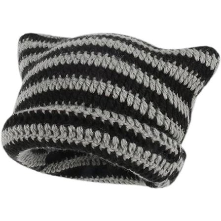 Kvinners Vinter Katt Ører Hatter Myk Slouchy Strikket Strikket Lue Tre