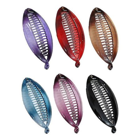 6 stk. fasjonable banan hårklemme hestehaleholder klemme sterkt spenn fisk form grep klemme klemme (tilfeldig farge)