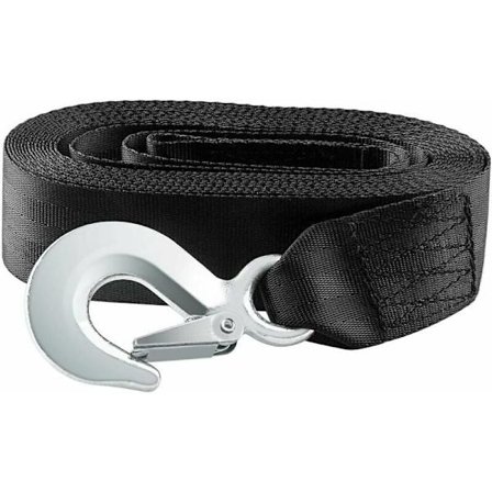 Trailer vinschband med säkerhetskarbinhake för båt eller bil Brottstyrka Arbetsbelastning, svart, 4 meter