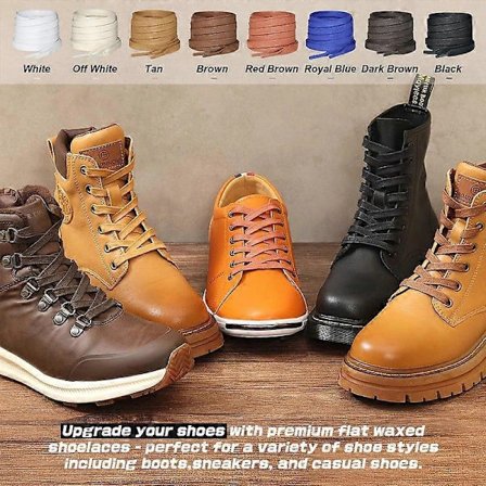 Flate Voksede Bomullssnørebånd, Brede Skosnørebånd for Støvler og Hverdagssko