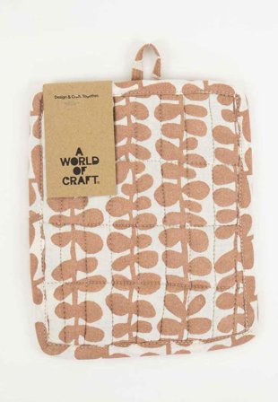 A World of Craft Foliage Grytlapp 17.5X21 cm Kökstextil Rosa 17.5 x 21