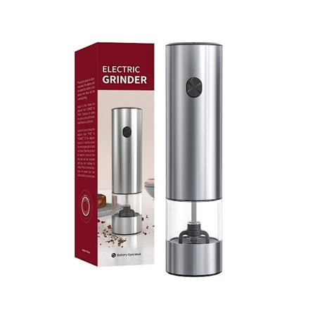 Elektrisk pepparkvarn i rostfritt stål, automatisk kryddkvarn, liten kvarn, bärbar kök