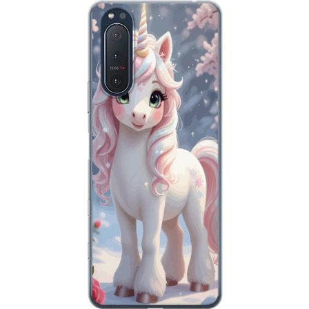 Kompatibelt Mobildeksel til Sony Xperia 5 II Minimalistisk glitchtypografi med teksten cute but psycho i neonlignende fargeeffekt