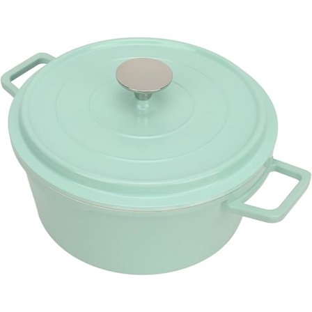 Emaljeret hollandsk ovnfast gryde, non-stick gryde med dobbelte håndtag og låg, stor kapacitet, dyb støbejernsgryde (Grøn)