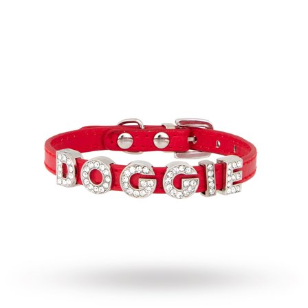 Personlig Hundehalsbånd Glitter Rød - Tekstilhalsbånd, Lærhalsbånd, personlige, scarfs & bandanas, Charms & Halsbåndsmykker på Doggie.no