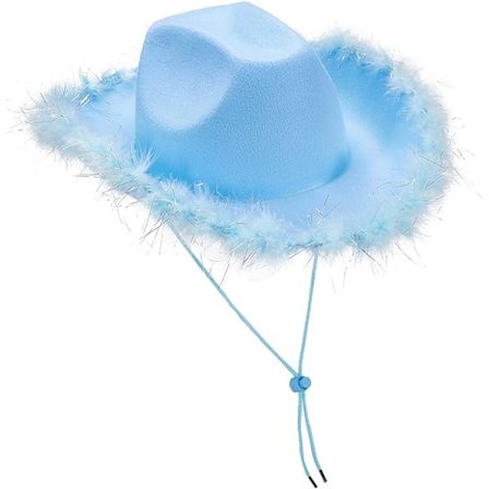 Naisten Cowboy-hattu - Pehmeä höyhen ja glitteri, vaaleanpunainen cowgirl-hattu, päähine, naamiaisasu