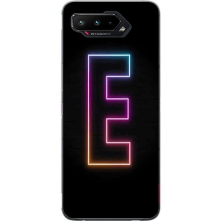 Kompatibel Mobilcover til Asus Asus ROG Phone 5 Minimalistisk neonbogstav E i lyse farver mod mørk baggrund i moderne og stilren design