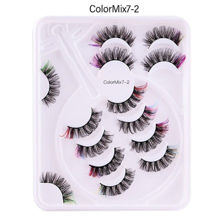 Färgade fransar Faux Mink Lashes Russian strip lashes ColorMix7- - stock