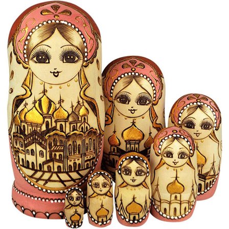 Nesting Dolls Brand, 7 deler, Matryoshkas russiske dukker Serie 7 deler Malt tre russisk dukke? Håndlaget, Gaver, Leker