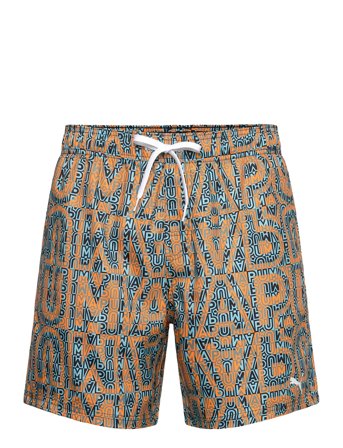 Puma Swim Men Printed Mid Shorts 1P Patterned Puma Swim