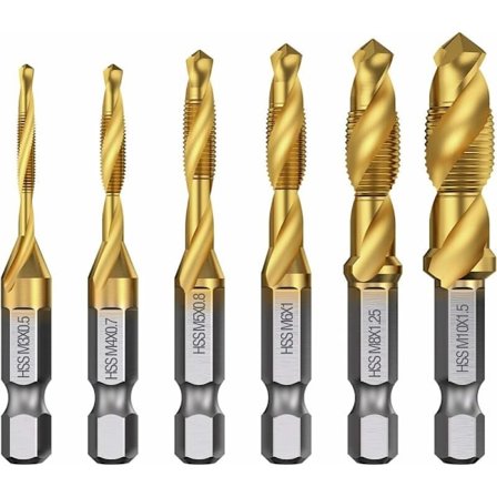 6 st metriska gängtappkombinationer M3-M10 kombinationsborrtapp