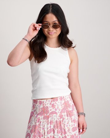 LMTD NLFHINAJA CROP SOLID TANK TOP Hvit Topper/Bluser Jente - Kids Brand Store