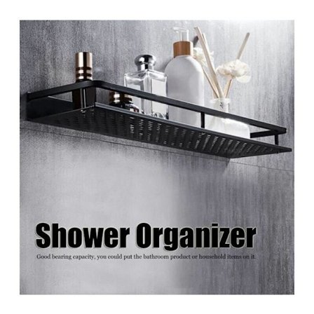 Rustfritt stål baderomshylle 1 stk svart 50cm,