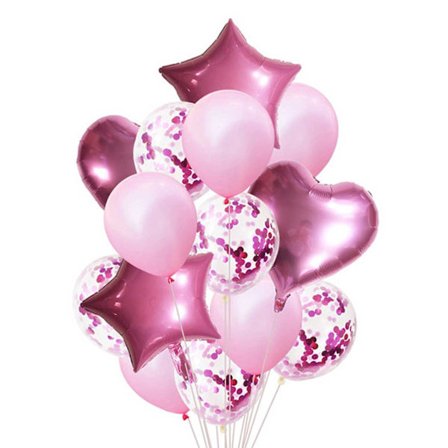 Pink Balloon Heart Star Folie Balloons Confetti Balloons