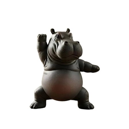 Yoga Master Hippo Staty Handgjord Resin Flodhäst Figurin