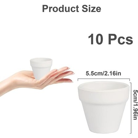 Mini Hvide Terrakotta Plantepotter Sæt af 10 - Små Keramik