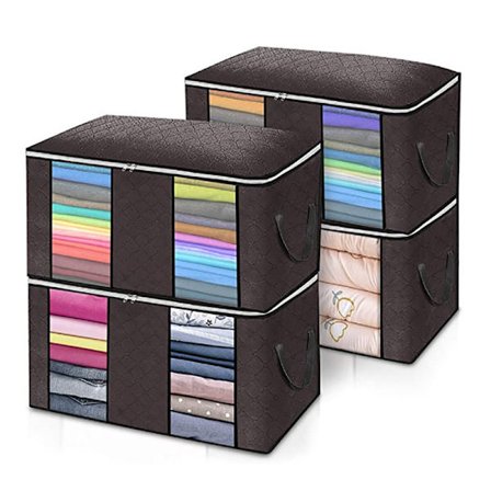 4 Säilytyslaatikkoa (Ruskea - Kangas - 60 x 40 x 35 cm)