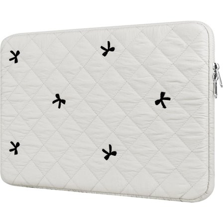 ING Laptop Sleeve 13-14 tommer, Laptop Taske Egnet til Broderede Sløjfer, Kompatibel med 13-14 tommer MacBook/Chromebook/PC Laptop, Hvid