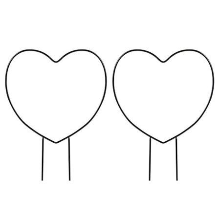 2 stk. svart jern hage espalier for klatreplanter, vinplanter, metallstøtte, hjerteformet planteholder