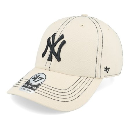 47 Brand - MLB Beige Unconstructed Cap - New York Yankees MLB Stitch 47 Clean Up Natural Dad Cap @ Hatstore
