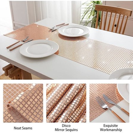 Spejlfolie Glitter Disco Pailletter Bordløbere til Bryllup Fødselsdagsfester Banketter Dekoration Dug