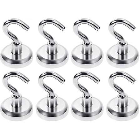 Magnetiska krokar, kraftfull neodymmagnet 18 kg dragkraft, för kökstillbehör, 25 mm, 8-pack