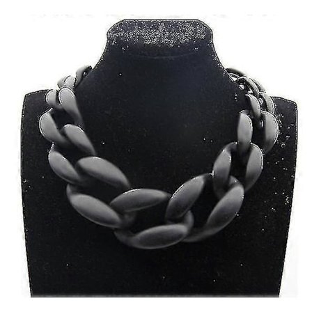 Vintage Harpiks Lackingone Akryl Krage Chunky Choker Statement Bib Kæde Halskæde Vedhæng - FARVE: sort