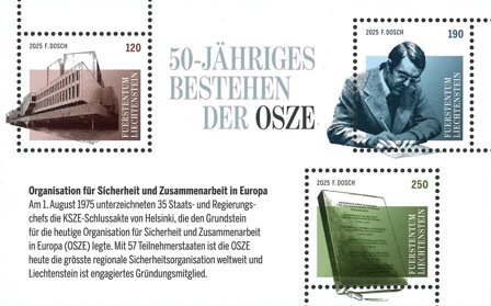 Liechtenstein - OSZE 50 år - Postfrisk miniark