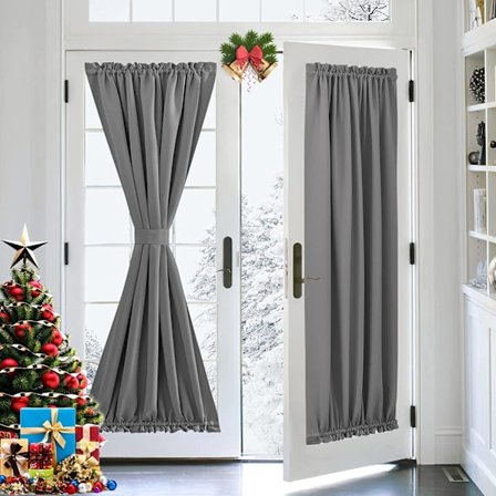 Grå dørgardin - Termisk isoleret stanglomme mørklægningsgardin