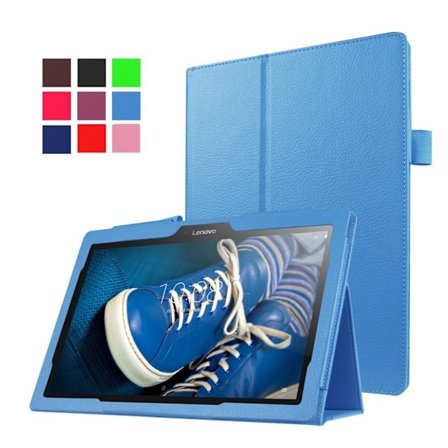 Lenovo Tab 3 10-1 TB-X103F skyddshölje PU läder skyddande litchi textur elastisk ögla - Ljusblå