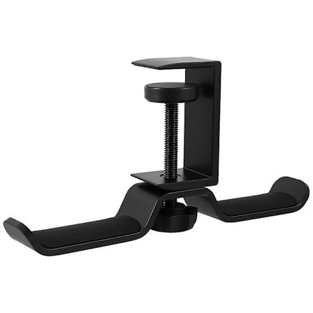 Hörlursställ Rotera Bar Aluminiumlegering Under Skrivbord Dubbla Hörlurar