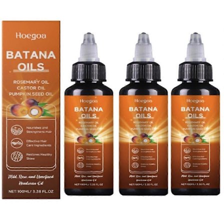 Batanaolja för hårväxt, 4-i-1 ren & oraffinerad honduransk olja med rosmarin, ricin, pumpafröolja, ger näring, stärker, främjar friskt hår