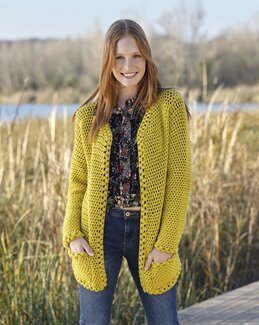 Hekleoppskrift Jakke Gul - Katia