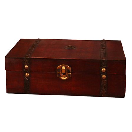 Skattekiste i tre, oppbevaringsboks for brettspill, pokerkort, tarotkort, smykker